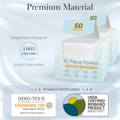 Fygrip Disposable Face Towels 2-Pack, 100 Count 10"x12" Viscose
