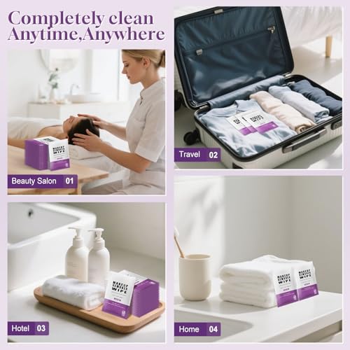 Pack of 50 Makeup Remover Wipes Individually Wrapped,Lavender Scent,Face Cleansing Wipes Bulk, Travel Towelette Makeup Remover Cloth for Face Cleansing Skin Care Remove Makeup