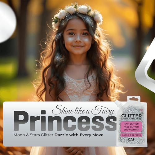Face, Body & Hair Glitter Gel ? Halloween Glitter for Kids and Women ? 3 Oz Cosmetic-Grade Gel w/Moon & Stars for Festivals & Halloween Party, Easy Apply & Wash Off - Unicorn 5Pack