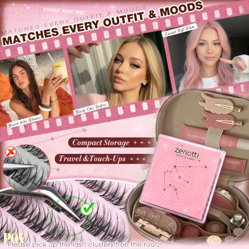 Wispy Natural Lash Clusters 8-12mm Short Eyelash Extensions C Curl DIY by zenotti