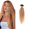 Ombre Honey Blonde Kinky Curly Hair Bundles 28 Inch