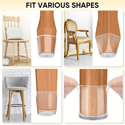 BALEINE 16 Pack Silicone Chair Leg Floor Protectors, Stool Leg Protectors Cap, Non-Slip Chair Leg Caps for Hardwood Floors (Clear & Small, 16 Pack)