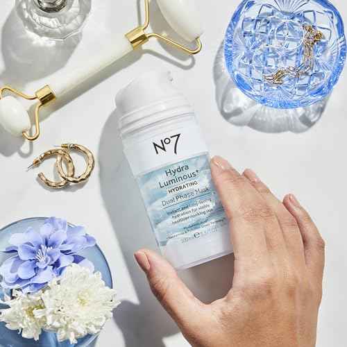 No7 HydraLuminous+ Hydrating Dual Phase Face Mask - Hyaluronic Acid Overnight Face Mask with Vitamin B3 Niacinamide for Skin Barrier Repair & Radiant-Looking Skin (3.5 Fl Oz)