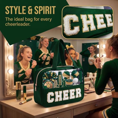 KYTACCU Cheer Makeup Bag with Chenille Letter Design - Travel Pouch for Competitions