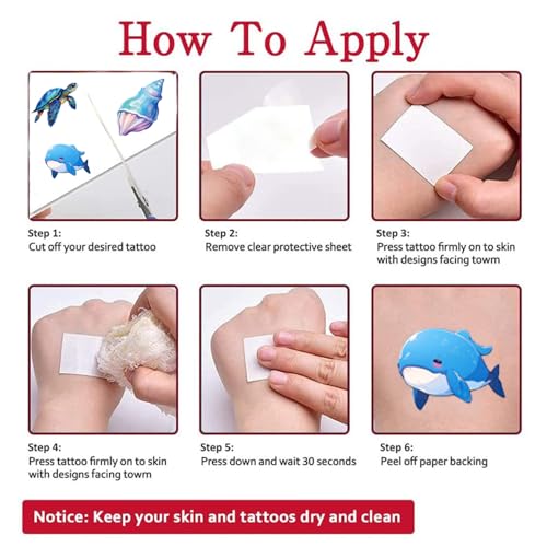20 Sheets Ocean Animals Temporary Tattoos Stickers 270Pcs Under The Sea Life Tattoos Birthday Party Favors Decorations Supplies for Goodie Bags Fillers Exchange Gifts School Prizes Game Rewards