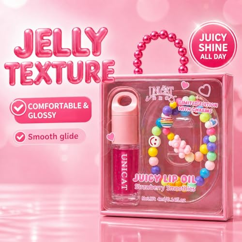 Strawberry Lip Oil Keychain with Jojoba Oil & Vitamin E