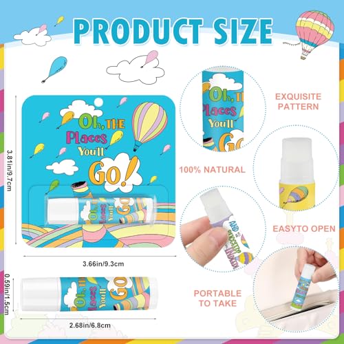 24 Pcs Oh The Places You' ll Go Gift Bulk Lip Balm Oh The Places You' ll Go Party Favors Graduation Lip Care Travel Size Moisturizing and Nourishing Lip Balm Gifts for Women Birthday Classroom Office
