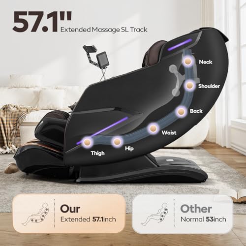 4D Massage Chair Full Body Zero Gravity SL-Track Shiatsu Recliner