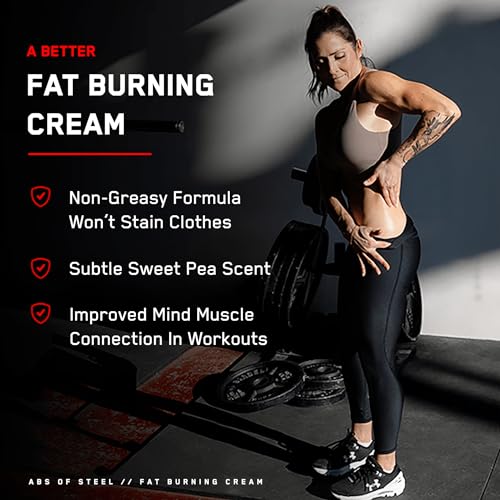 SteelFit Abs of Steel | Heat-Activated Maximum Definition Cream | 15-20 Days of Supply | Skin Firming Lotion for Sculpting Abs | L-Carnitine Supplement | Pre & Post Workout for Men & Women