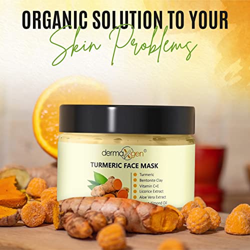 DERMAXGEN Organic Turmeric Face Mask - Detox Clay for Clear, Radiant Skin - Acne & Scars Reduction, Healing Clay Pore Cleansing Facial Mask - Improve Skin Tone and Texture - All-Natural 5.29FL OZ