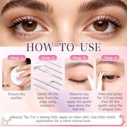 Double Eyelid Tape for Hooded Eyes, Waterproof Invisible Lift
