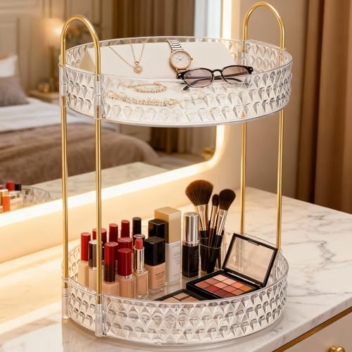 Slim 2-Tier Acrylic Cosmetic Organizer for Small Spaces