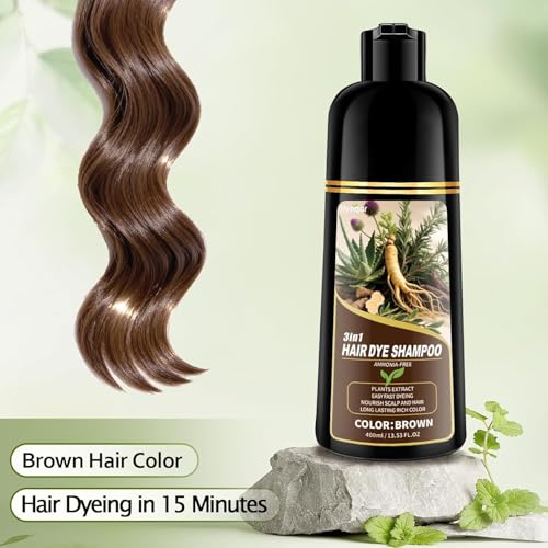 Brown Hair Dye Shampoo - Gray Coverage 3-in-1 Formula