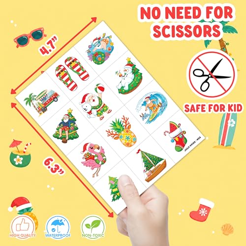 60 Piece Temporary Tattoos for Kids - Christmas & Summer