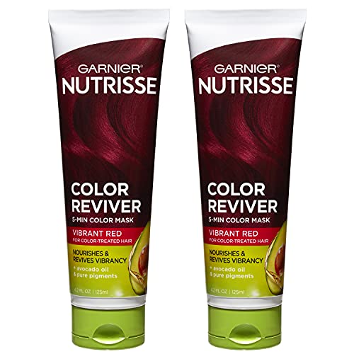 Garnier Hair Color Nutrisse Color Reviver 5 MIN Color Mask, Vibrant Red for Color Treated Hair to Nourish & Revives Vibrancy (For Auburn Reds), 4.2 Fl Oz, 2 Count (Packaging May Vary)