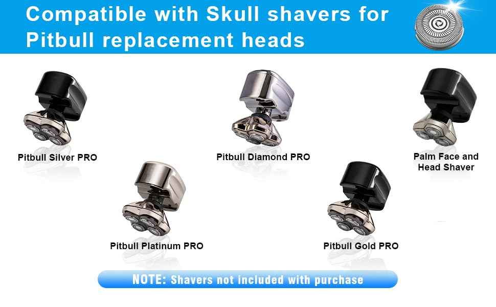 Shaver Replacement Blades compatible Skull Shaver for Pitbull Gold PRO/Pitbull Platinum Pro Shaver Heads (12 pcs)