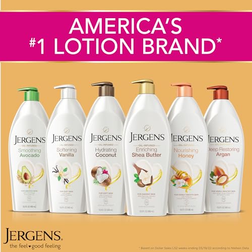 Jergens Shea Butter Body Lotion, Deep Conditioning Moisturizer, Hydration for Dry to Very Dry Skin, with Pure Shea Butter, 3X More Radiant Skin, Dermatologist Tested, 16.8 oz