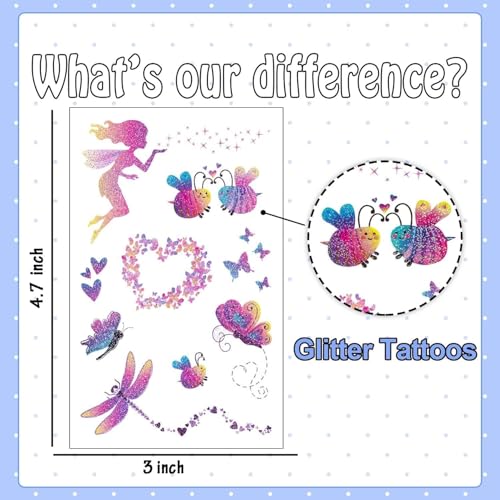 Butterfly Glitter Temporary Tattoos for Kids, 130 Styles