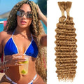 Honey Blonde Deep Wave Human Braiding Hair - 24 Inch Bulk