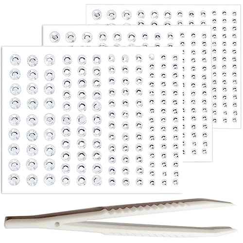 Go Ho 3 Sheets of Self Adhesive Face/Hair Gems Rhinestones,Eye Gems Diamonds Crystals Hair Jewels Stick on,Face Jewels for Singer Concerts,Festival Rave Accessories,White Rhinestone Stickers