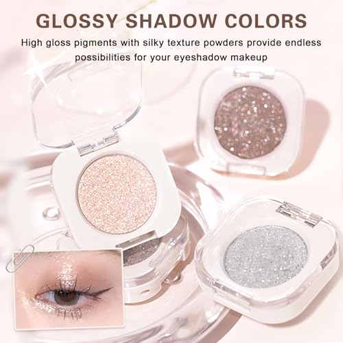 Shimmer Eyeshadow,Glitter Eye Shadow for Older Women,Lightweight Blendable Formula,Ultra-fine Smooth Powder,Daily Champagne Eyeshadow Makeup (11 Weaving Maid)