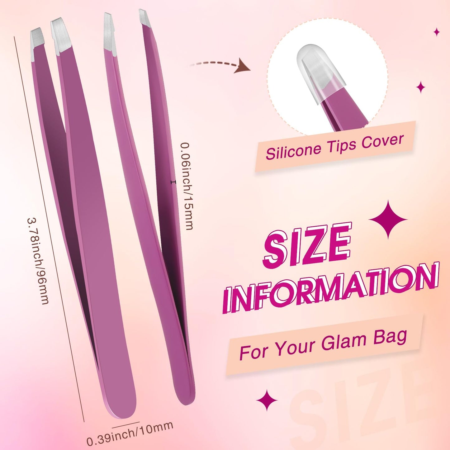 12 Pieces Eyebrow Tweezers Stainless Steel Slant Tip Tweezers Facial Hair Eyebrow Precision Tweezers for Men and Women (Purple)