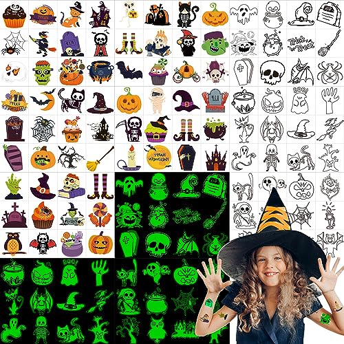 600pc Halloween Temporary Tattoos for Kids - Glow in the Dark