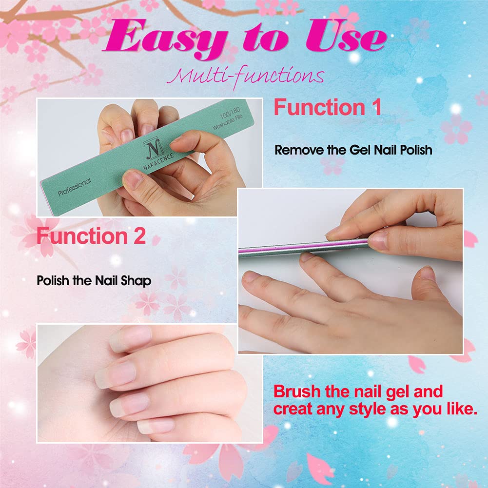 Nail Files 100/180 Grit Professional Nail File and Buffer for Natural Nails,Double Sides Washable Durable Dustless Emery Boards for Natural Nails for Nail Art DIY or Nail Manicure Salon