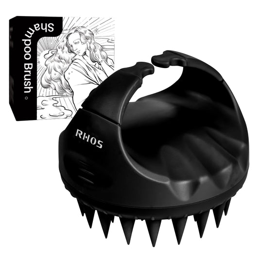 RHOS Scalp Massager Shampoo Brush-Hair Scalp Scrubber with Soft Silicone Bristle,Scalp Exfoliator for Scalp Exfoliator&Hair Growth-Hair Shampoo Brush for Women,Men,Kids and Pets(Black)