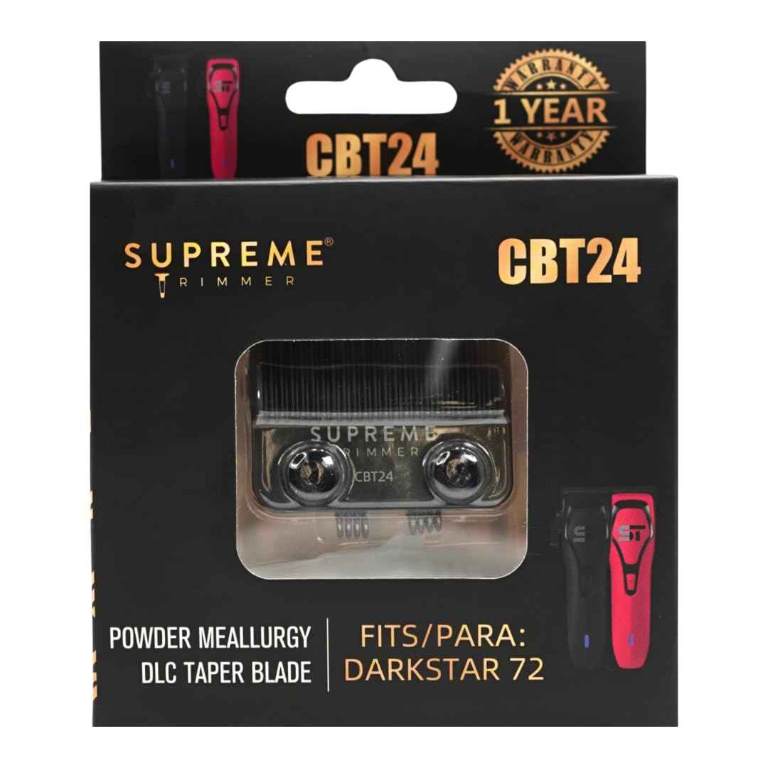 Supreme Trimmer DLC Coated Steel Replacement Blade CBT24 | Taper Blade for Darkstar72 & Most Hair Clippers | Black