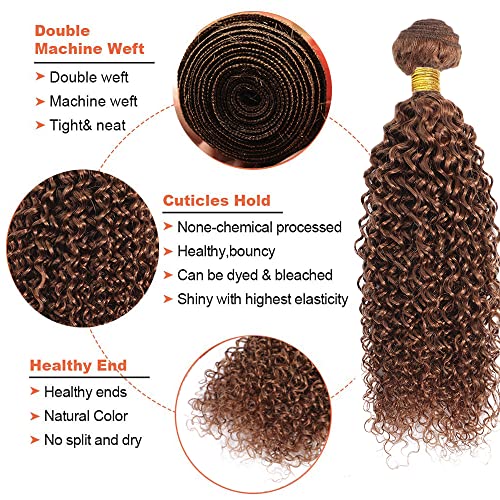 GtaiiReu 30 Brown Water Wave Human Hair Extensions 3 Bundles 30-34 Inch