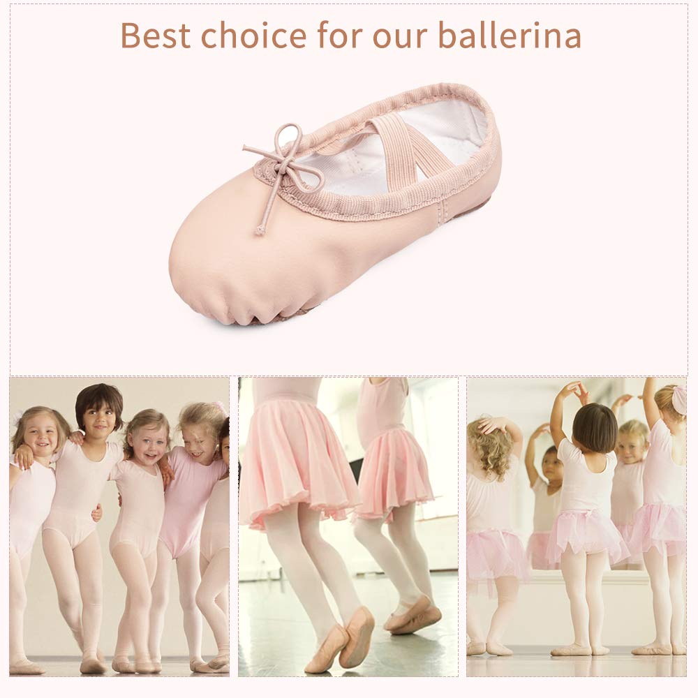 Stelle Ballet Shoes for Girls Toddler Ballet Slippers Soft Leather Boys Dance Shoes for Toddler/Little Kid/Big Kid(Ballet Pink (with Lace) 5MT)