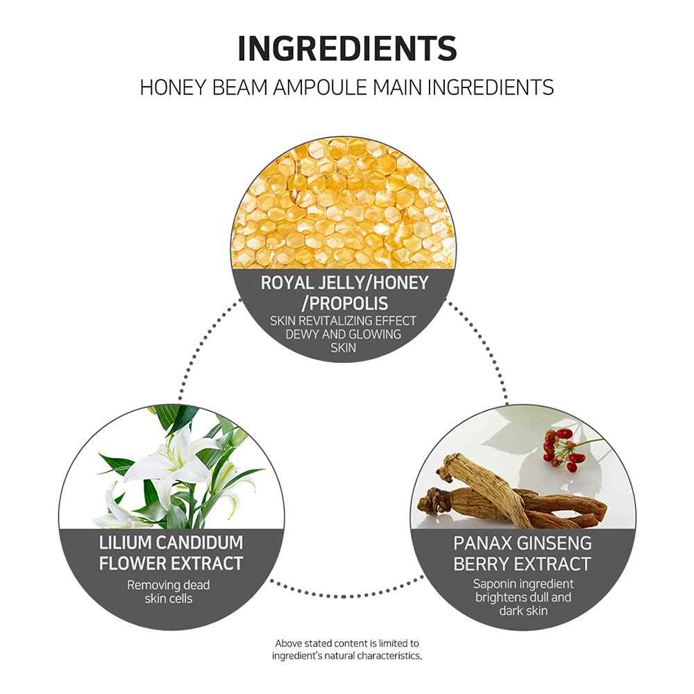 I'M SORRY FOR MY SKIN Facial Skin Ampoule, Korean Skin Care Serum for Face with Propolis, Adenosine and Niacinamide, Anti-Wrinkle & Nourishing Effect (Honey Beam Ampoule)
