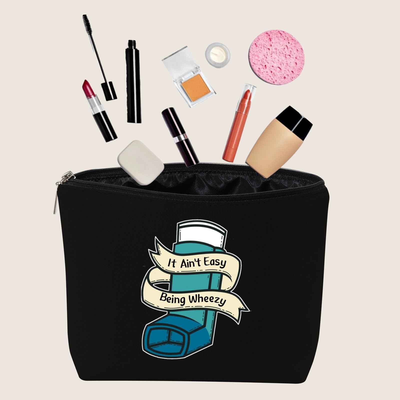 JXGZSO Asthma inhaler Gift It Ain't Easy Being Wheezy Organization Bag Respiratory Therapist Gifts (It Ain't Easy Being Wheezy black)