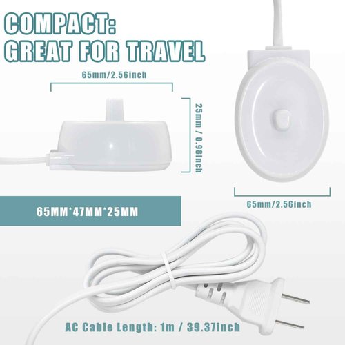 Charger Replacement for Oral B Electric Toothbrush IO Series 3 4 5 6, 3757, Inductive Charging Base Waterproof Power Cord Cable