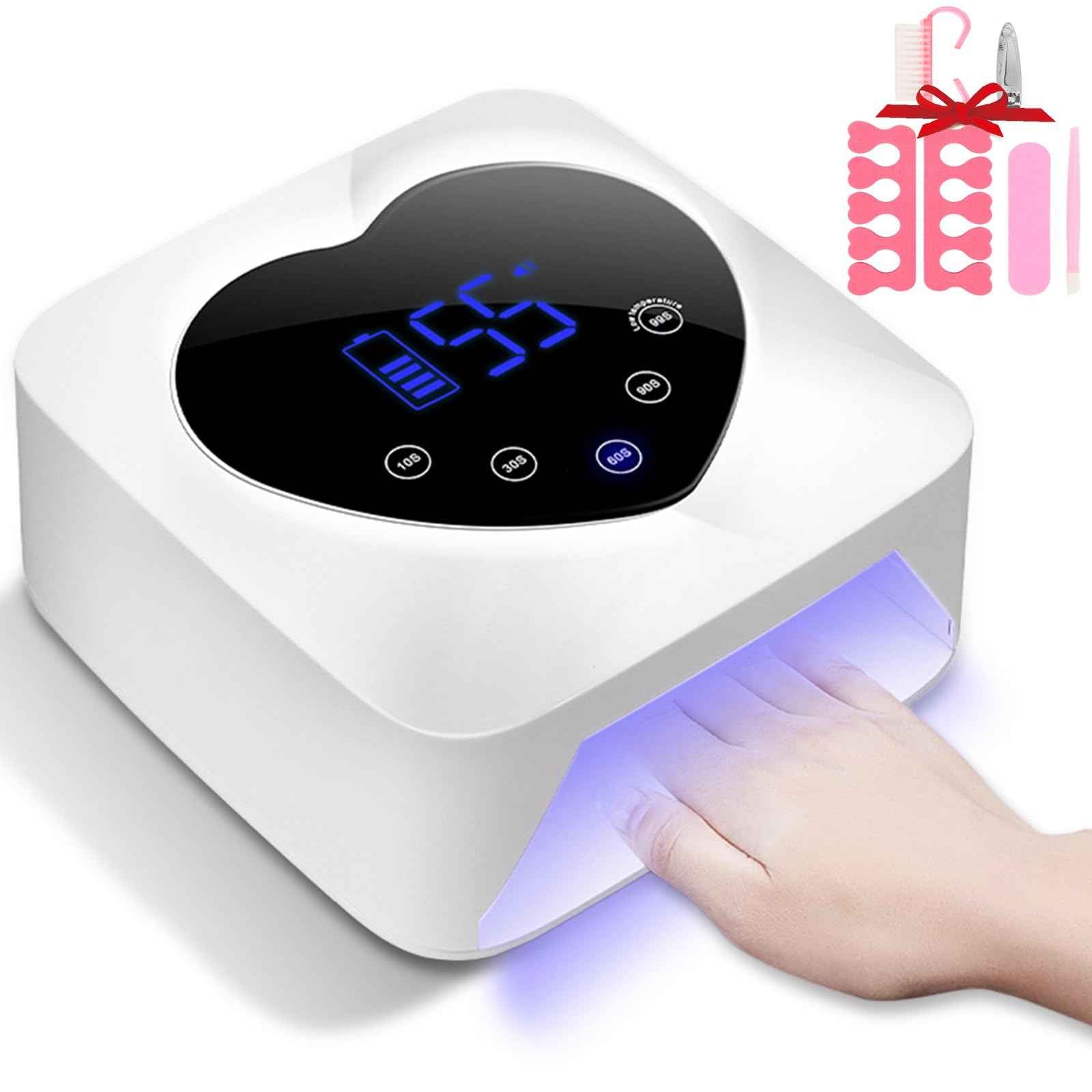 UV LED Nail Lamp Cordless 72W Portable Nail Dryer Light Rechargeable UV Light for Gel Nails Polish/Acrylic,Fast Curing Gel Polish Lamp with 5 Timer Smart Sensor,Nail Art Drying Tools for Home Salon