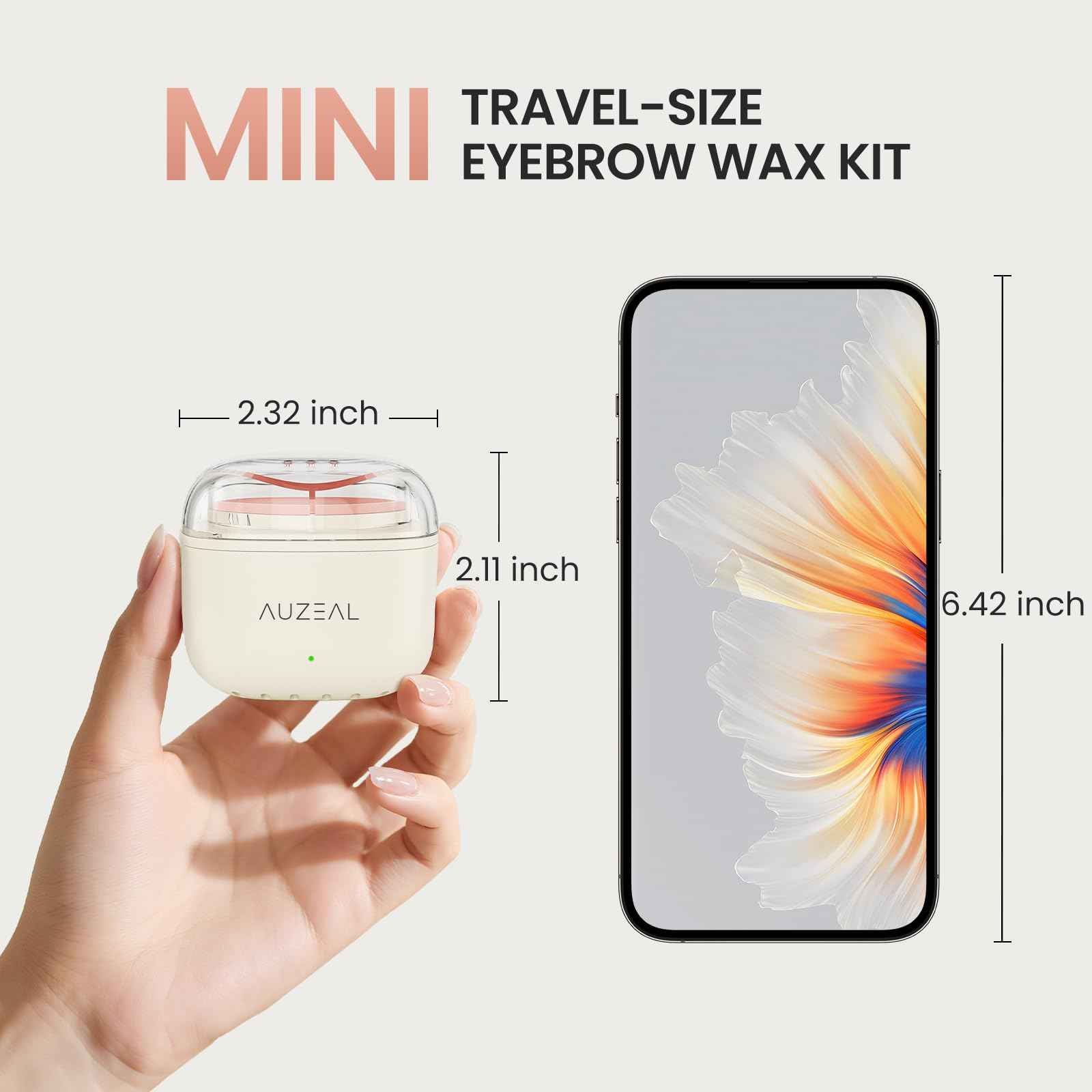AUZEAL Mini Eyebrow Wax Kit for Women, Wax for Eyebrows Hair Removal, 26 Eye brow Waxing Sticks, 100g Brow Waxing Beads, USB Fast Heat, Smart Constant Temp, Travel or Home Use