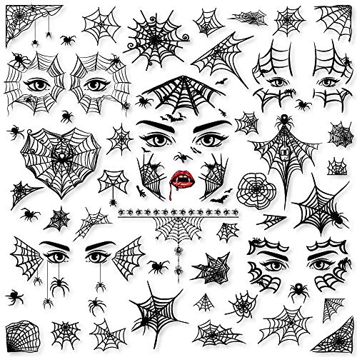 65pcs Halloween Spider Web Temporary Tattoos