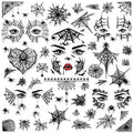 65pcs Halloween Spider Web Temporary Tattoos