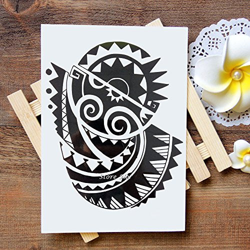 Large Tribal Temporary Tattoos, Big Totem Tattoo Stickers for Men Guys Waterproof Arm Fake Tattoo for Rave Party Makeup, 6-Sheet