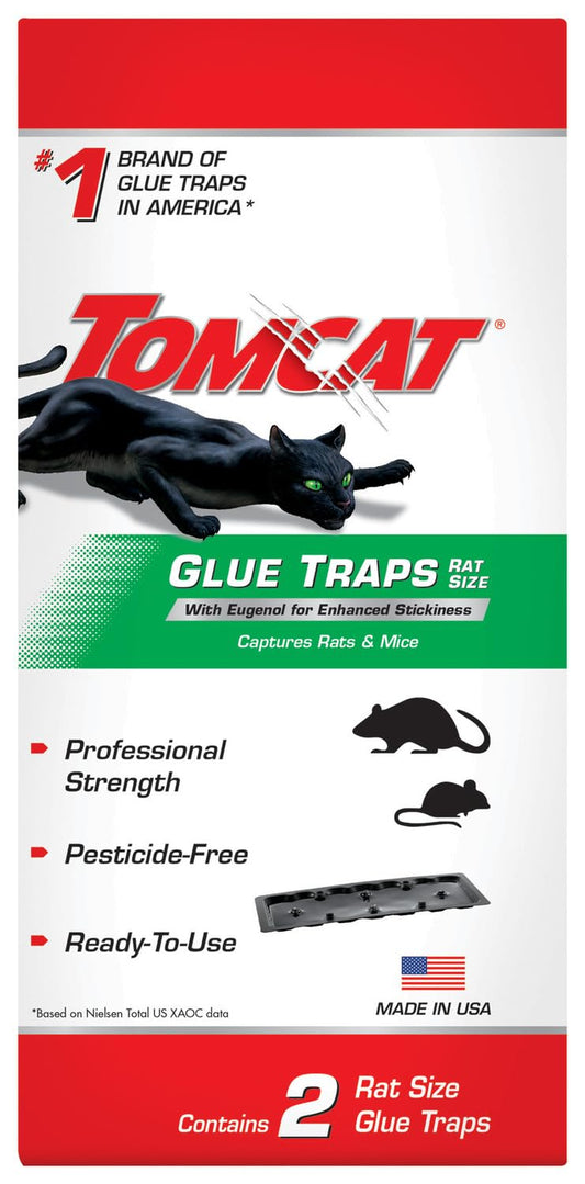 Tomcat Rat Trap with Immediate Grip Glue for Rats, Mice, Snakes, Cockroaches, Spiders, and Scorpions, Ready-To-Use, 2 Traps