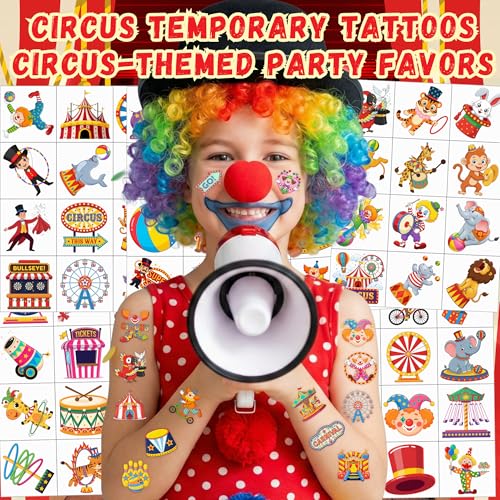 96 Circus Temporary Tattoos - Carnival Party Favors
