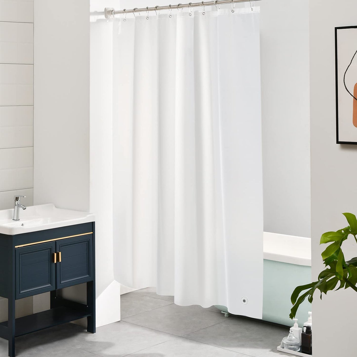 White Shower Curtain Liner - 72" x 72" Shower Liner Lightweight Bathroom Shower Curtain (4G White, 1PC)