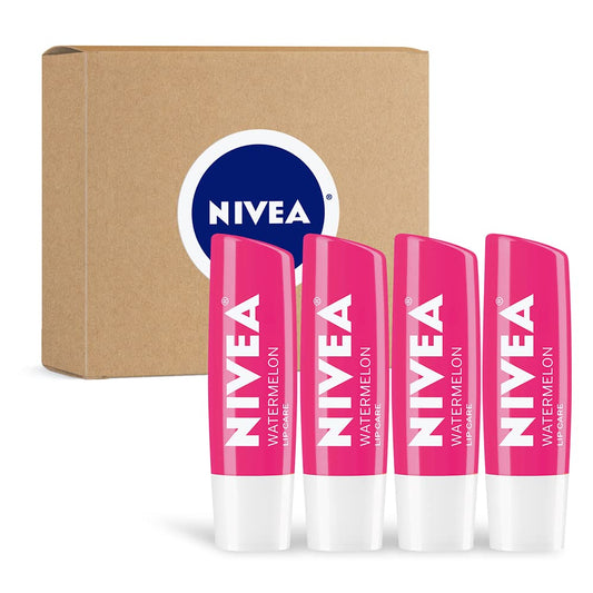 NIVEA Watermelon Lip Care - Tinted Lip Balm for Beautiful, Soft Lips - Pack of 4