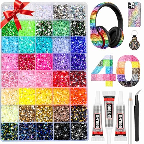 JAFLLMRI 36,000 Pcs Resin Rhinestones Bedazzling Kit for DIY Crafts Nail Art Jewelry Clothing