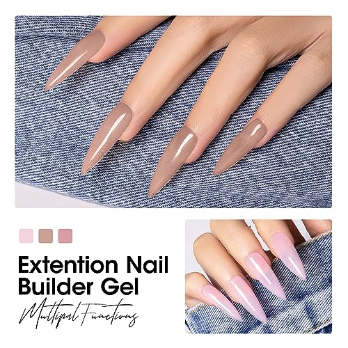 GELLEN Builder Gel Kit - 4 Colors Nail Extension UV Hard Gel Peachy Nude Pink