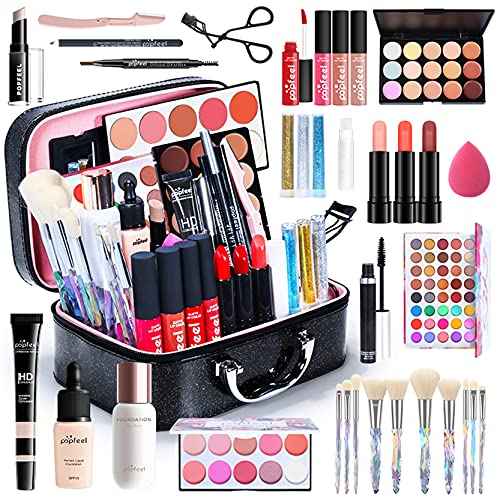 FantasyDay All-in-one Holiday Make up Gift Set | Makeup Kit for Women Full Kit Essential Starter Bundle Include Eyeshadow Palette Lipstick Blush Foundation Concealer Face Powder Mascara Lipgloss Brush