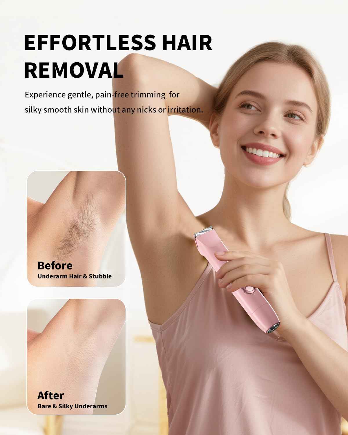 Ufree Bikini Trimmer Electric Razors for Women Dual Head, Pubic Body Hair Trimmer Electric Shaver for Face, Legs, Arm, Rechargeable Lady Shaver Waterproof, Summer Grooming Kit, Gifts for Her