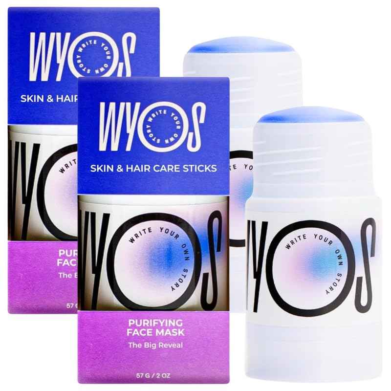 WYOS Pore-Refining Clay Face Mask Stick – White Clay Formula Deep Cleans, Removes Oil, Minimizes Pores – Hands-Free, Mess-Free, Quick Drying, Travel-Friendly Grooming Essential
