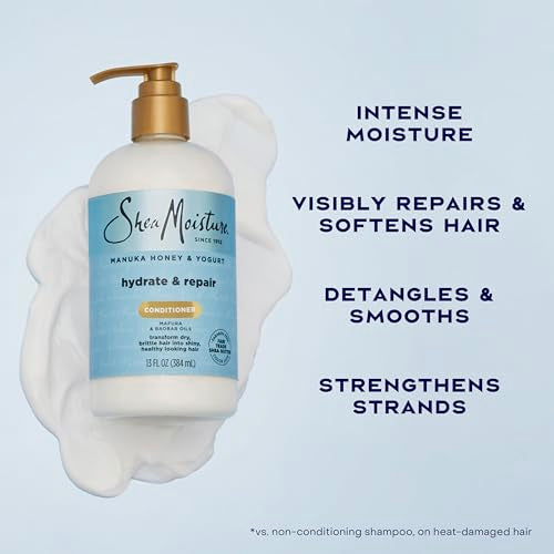 SheaMoisture Hydrate & Repair Condtioner Manuka Honey and Yogurt Conditioner for Damaged Hair Shea Butter Conditioner 13 oz